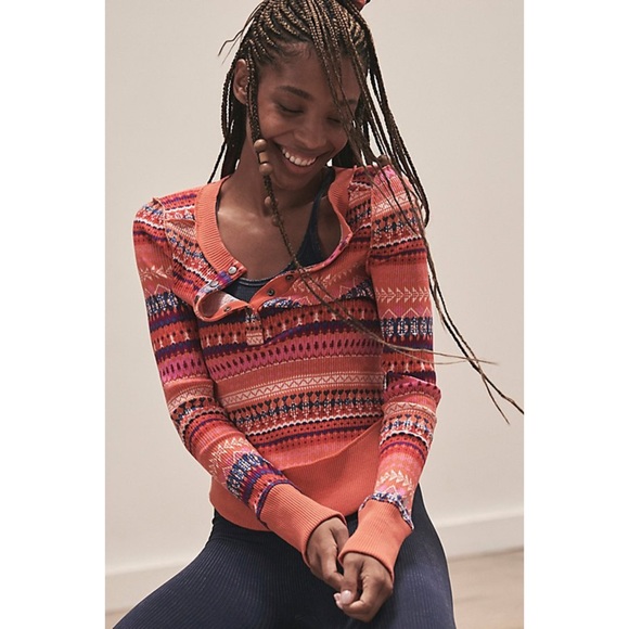 SOLD FP Movement by Free People | Women's Rally Printed Layer Boho Pink Top - Picture 7 of 7